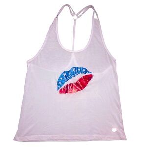 💕5️⃣Forever 21 White Sleeveless Backless Tank Top with Graphic